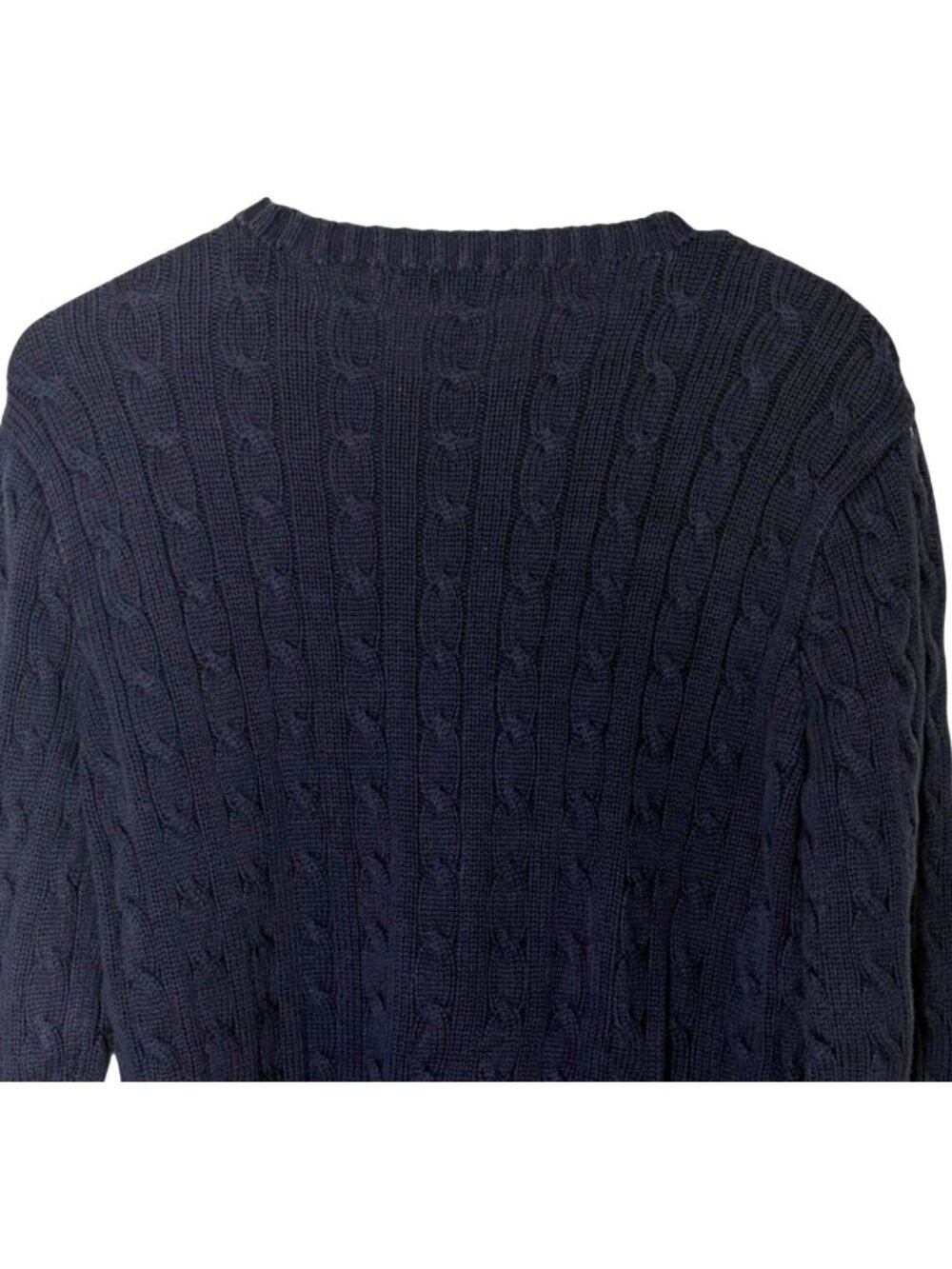 Ralph Lauren Womens Cable Knit Cotton Sweater Large Blue With Red Pony Logo - Picture 4 of 7